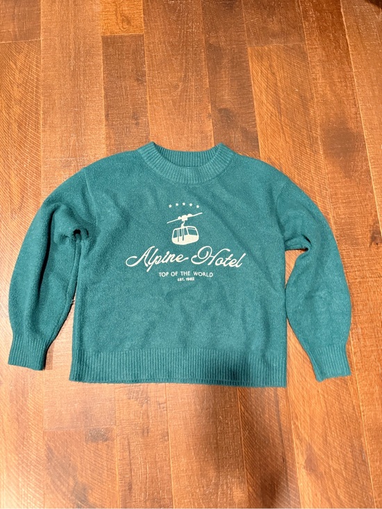 Alpine Sweaters - Alpine green Crewneck Sweater with Alpine Hotel Graphic Sz L
